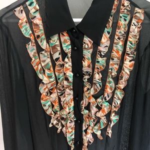 MISSONI Silk ruffle front blouse.